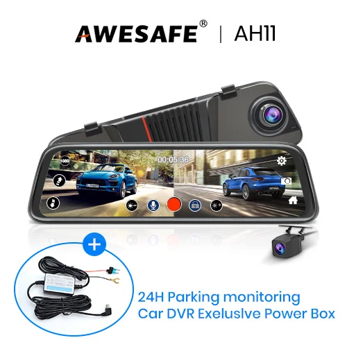 AWESAFE Автомобильный видеорегистратор Камера 10 ''ips 2.5D FHD 1080P поток зеркало заднего вида привод видео регистратор ночное видение авто видеорегистратор - Название цвета: Оранжевый