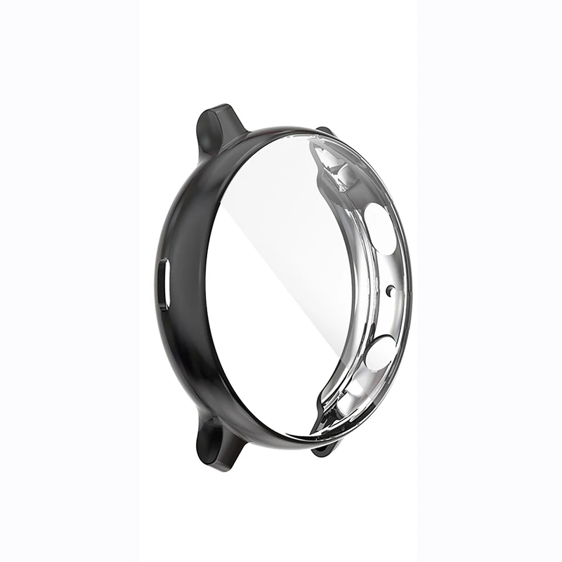 Protective case For Samsung galaxy watch active 2 44mm 40mm SM-R830 R820 R500 Silicone HD Full Screen Cover Safety Watch Cases - Color: Black