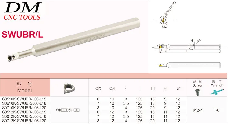 1 шт. S06K SWUBR06-12/S06K SWUBR06-16/S1206K SWUBR06/S1207-SWUBR06 токарный станок с ЧПУ внутреннее отверстие токарный инструмент держатель