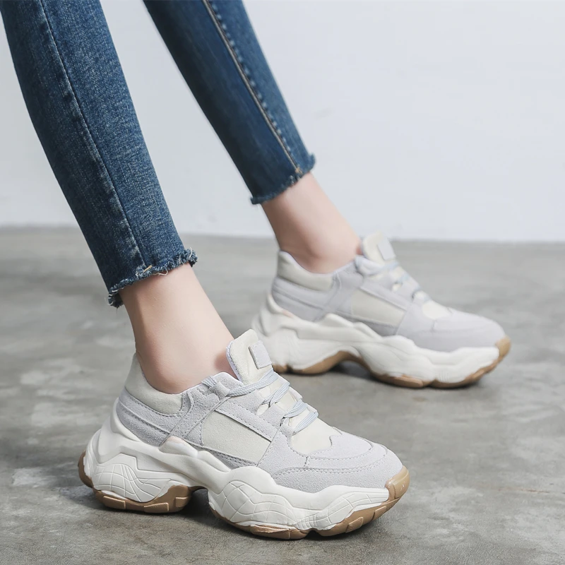Big Girls Sneakers Breathable Shoes Autumn New Teen Flat Platform Shoes Girl Thick Bottom Outdoor Ladies Shoes Size 35-40