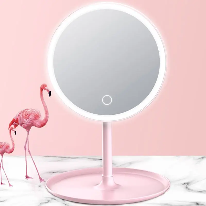 Сенсорный экран зеркало для макияжа с естественным белым светодиодный дневной свет Съемное основание настольный косметические зеркала заднего вида