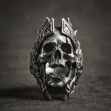 Mythology Warrior Mars Armor Skull Ring Mens Vintage Ancient 316L Stainless Steel Rings Biker Jewelry