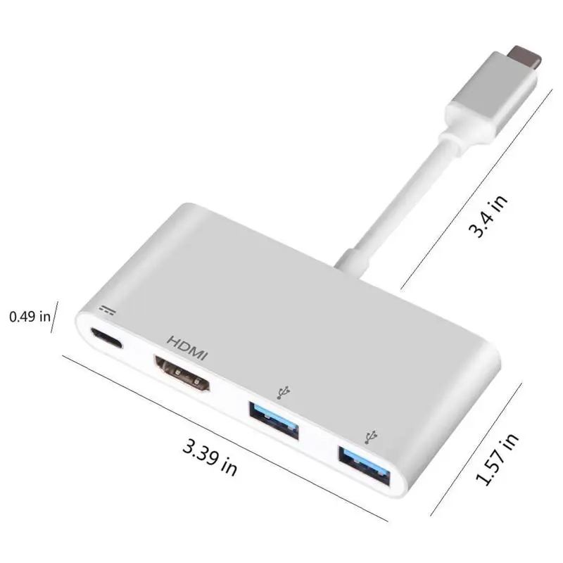 FFYY-Usb C к Hdmi адаптер 4 K: адаптер type C многопортовый av-конвертер с 2 портами Usb 3,0 и зарядным портом для Pro Chro