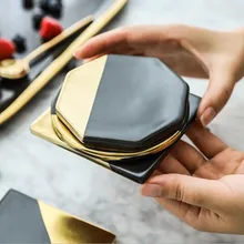 Cheap CFen A's Marble Grain Black Gold Plating Ceramic Coasters Cup Pad Mat Table bowl Placemat Coffee Tea Cup drink coasters 1pc Cheap CFen A's Marble Grain Black Gold Plating Ceramic Coasters Cup Pad Mat Table bowl Placemat Coffee Tea Cup drink coasters 1pc