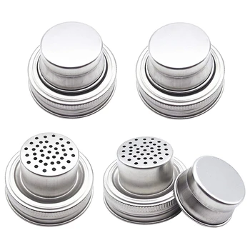 

4 Pieces Mason Jar Shaker Lid for Regular Mouth Mason, Canning Jars, Durable, Rust Proof Stainless Steel, Shake Dry Rub - Cockta