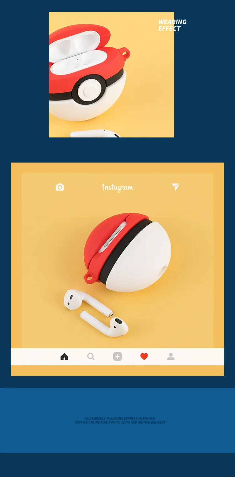 Карманный Монстр Pokeball Silcone защитный чехол Брелок Подвеска Bluetooth беспроводной чехол для наушников