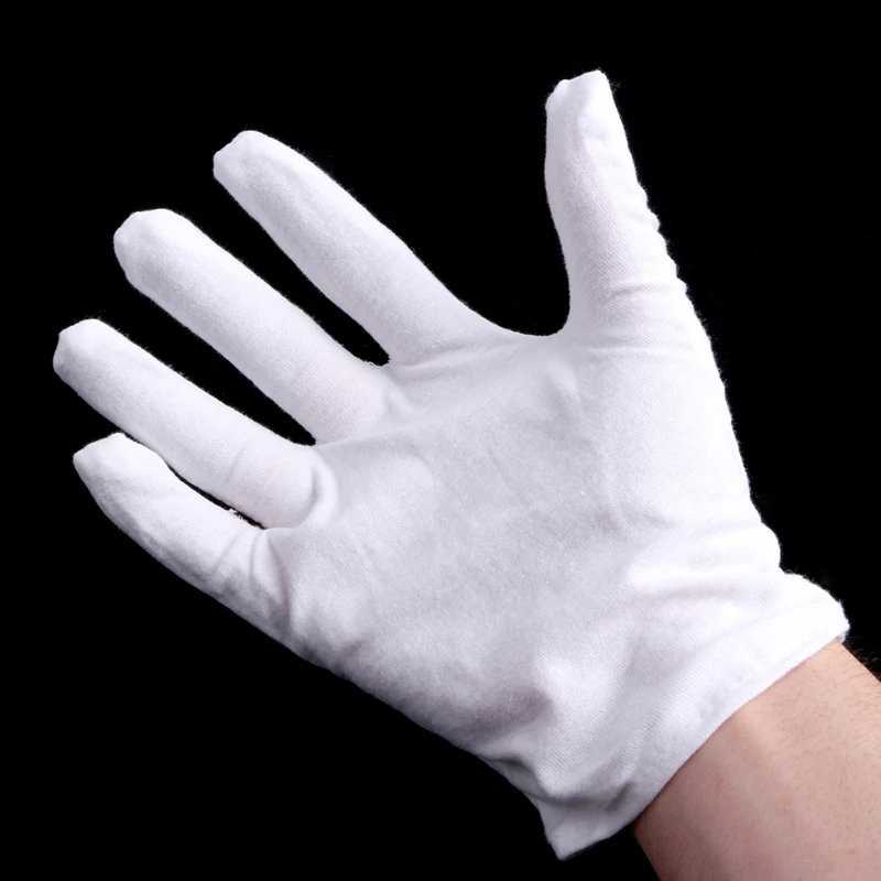 1 Pair White Cotton Blend Gloves for Inspection Work Coin Jewelry Lightweight Safely Security Working Labor Gloves