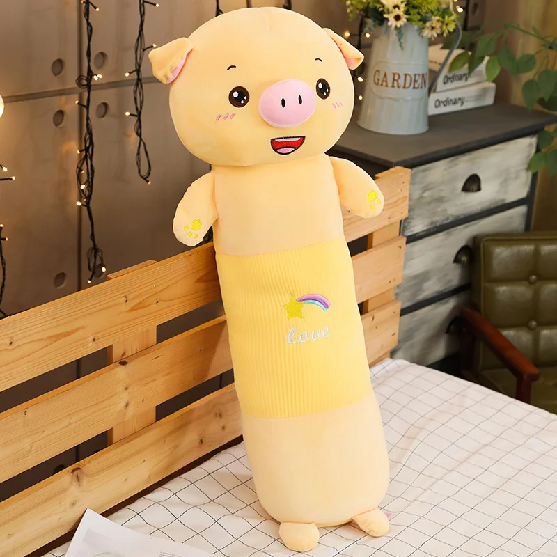 Плюшевая игрушечная Свинья Мягкие игрушки подушка, плюшевые игрушки лягушка мышь кролик куклы длинная подушка для девочек Дети Рождественский подарок - Цвет: Серый