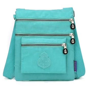 

2019 Fashion Nylon Mini Shoulder Bag Women's Waterproof Wide Strap Messenger Bag Zipper Crossbody Bags For Women Summer Red