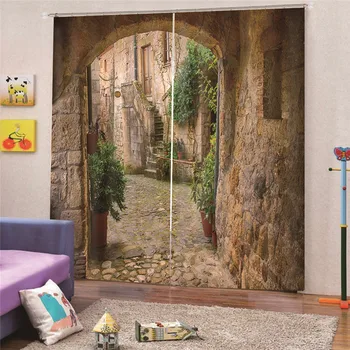 

Customize Europe Village Modern Tulle Curtains For Living Room Bedroom 3D Printed Sheer cortinas para la sala For Window Drapes