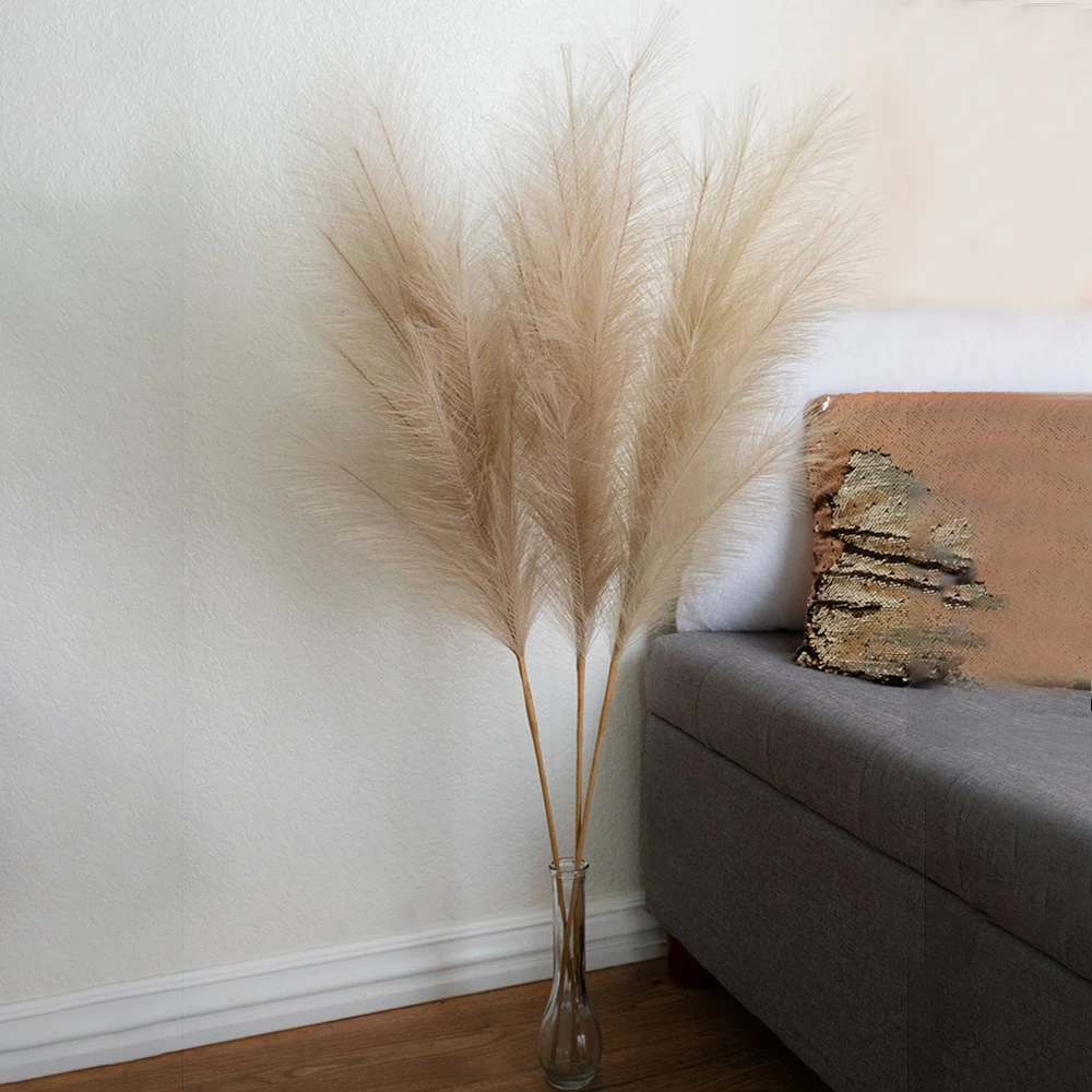 Elegant Faux Pampas Grass - Artificial Plume Grass Vase Decor, Everlasting Reeds Arrangement
