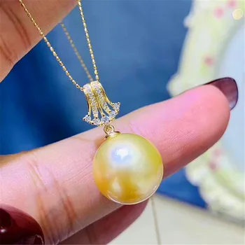 

S925 Sterling Silver Flash Design Pearl Pendant Holder Women DIY Pearl Pendant Components Silver Gold Color