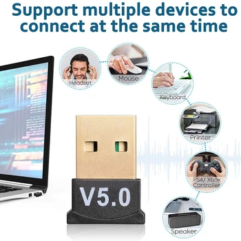 

USB Bluetooth 5.0 Adapter for PC Laptop WindowsXP/Vista7/8/10 Bluetooth Headset Mouse Keyboard Speaker FKU66