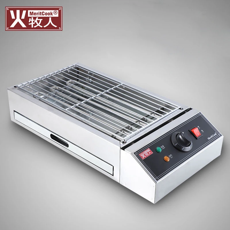 Многофункциональная электрическая печь шампуры GrillRotisserie Электрический Гриль без дыма из нержавеющей стали коммерческий - Цвет: Светло-серый