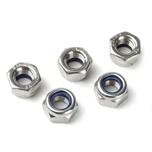 Juego de tuercas de bloqueo de nailon hexagonales de acero inoxidable 170, Kit de pernos para muebles, M3, M4, M5, M8, M10, M12, 304 piezas