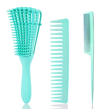 

Detangler Brush Detangling Brush With Pointed Tail Comb Large Tooth Comb Set 3pcs/Set Professional Hair Brush Comb Styling