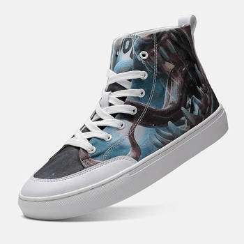 

Men's High-top Canvas Shoes Men Spring Autumn Top Fashion Sneakers Lace-up High Style Venom Colors Man Flats Shoes *