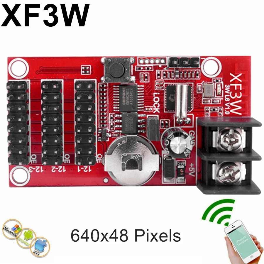 Kaler XF3W Wi-Fi светодиодсветодиодный карта управления 640*48 пикселей P10 экран знак