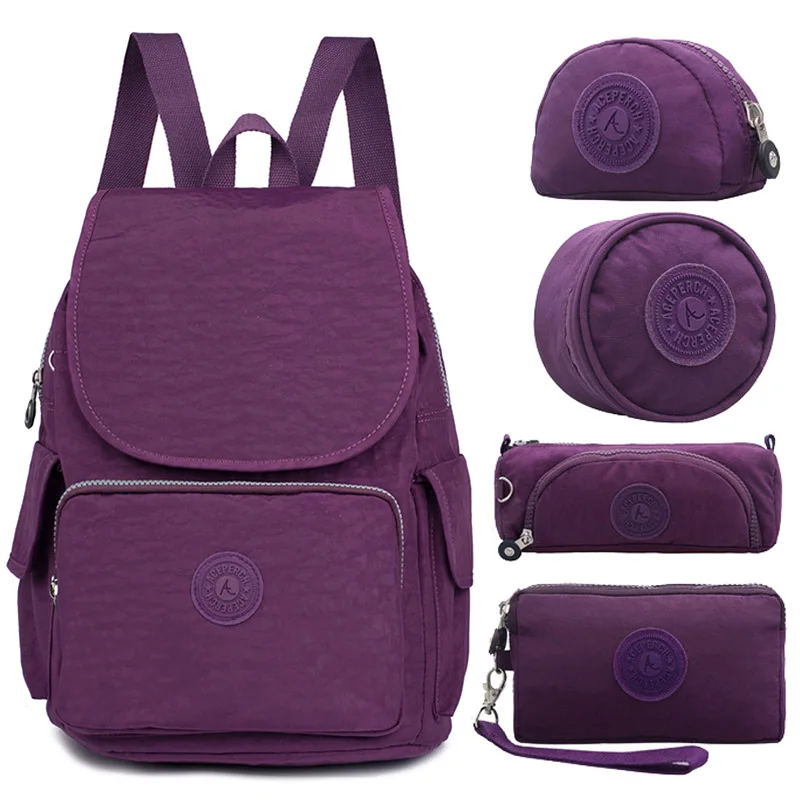 5 pieces Purple Повседневный рюкзак ACEPERCH женский школьный рюкзак для девочки подростка для ноутбука Mochila Feminina - Цвет: 5 pieces Purple
