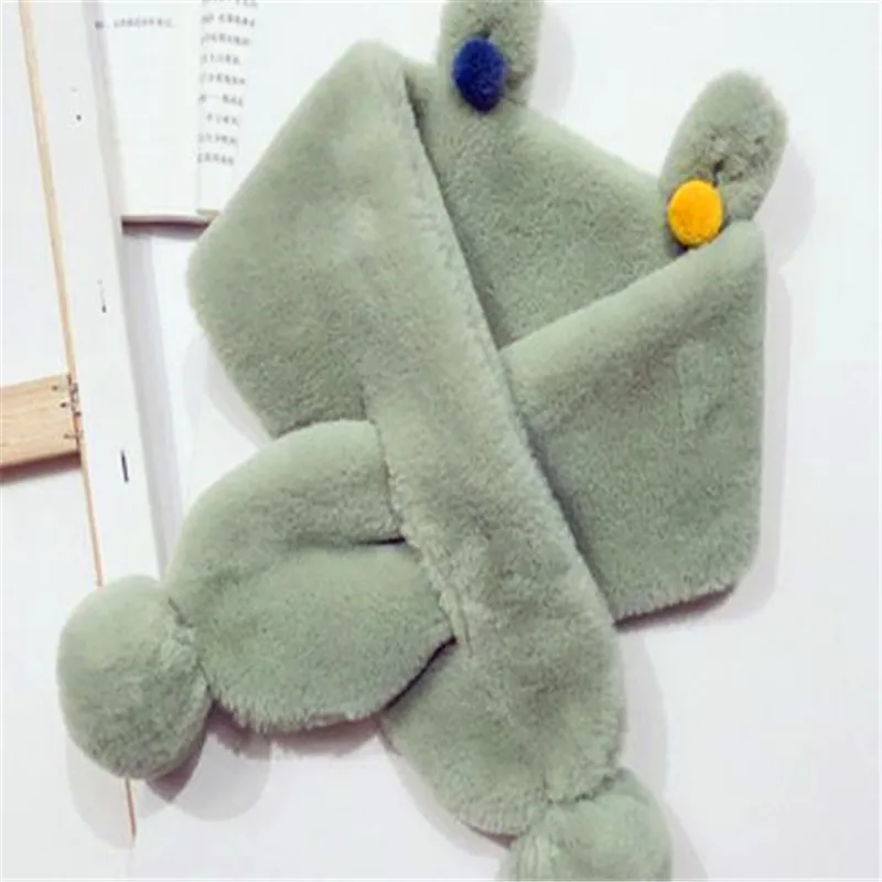B322-green Han edition/теплая Зимняя шерстяная одежда с меховым воротником для девочек шарф для маленьких мальчиков, однотонная кроличья шерсть одежда B322 - Цвет: B322-green