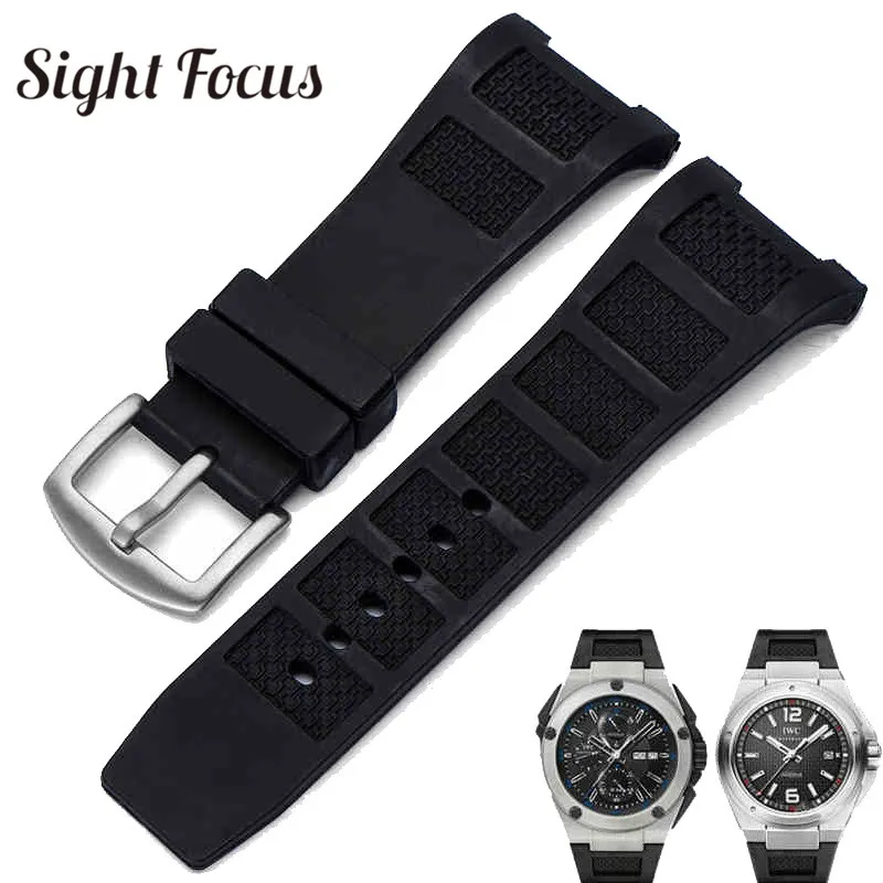 Ремешок силиконовый для мужских часов резиновый черный водонепроницаемый