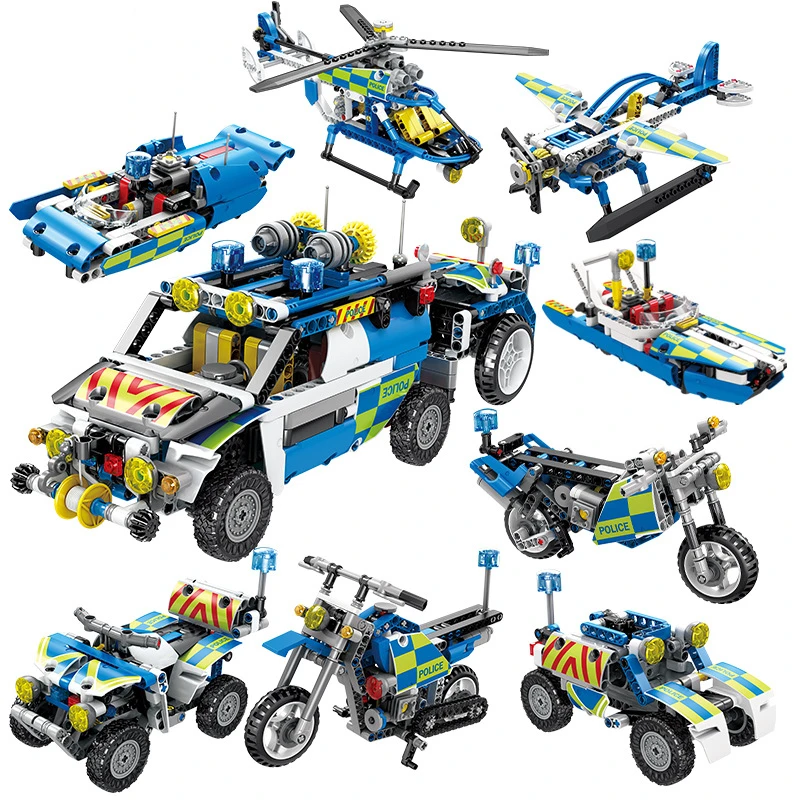 4and1 вертолет мотоцикл специальный полицейский взрывозащищенный автомобиль модель строительные блоки наборы кирпичи развивающие игрушки