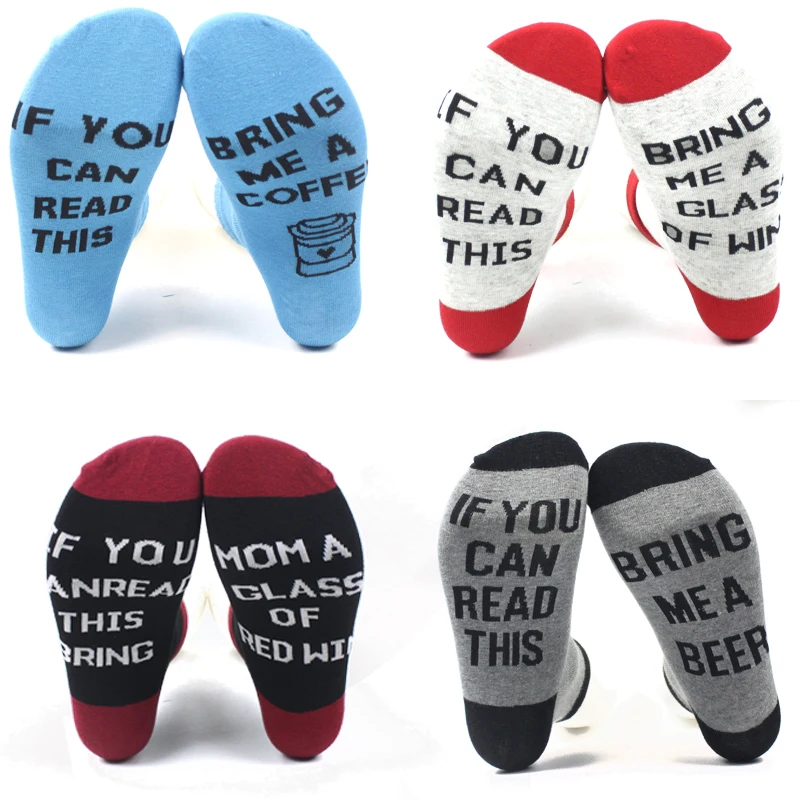 

If You Can Read This Bring Me Beer Wine Ankle Harajuku Socks Spring Women Men Socks EU 34-44 New Funny Cotton Socks