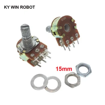 

1pcs WH148 B1K B2K B5K B10K B20K B50K B100K B500K 6Pin 15mm Shaft Amplifier Dual Stereo Potentiometer 1K 2K 5K 10K 50K 100K 500K