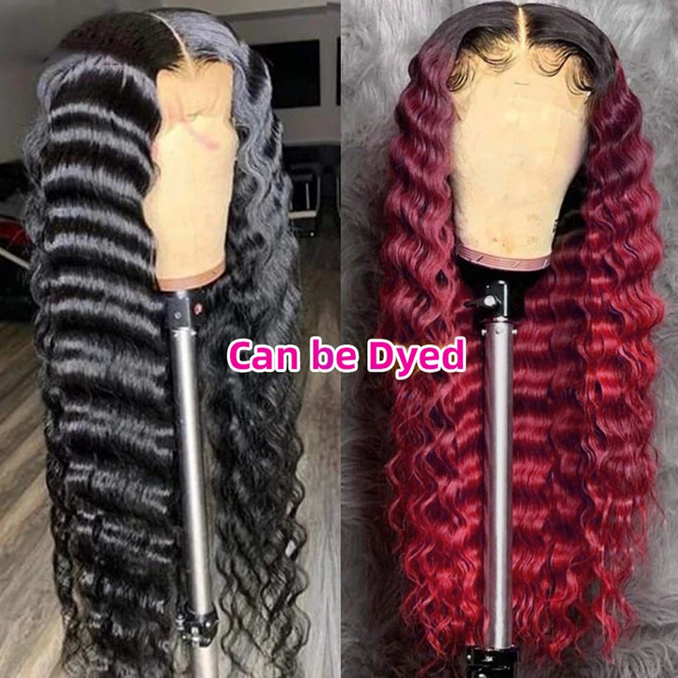 Loose Deep Wave Wig 13x4 Lace Frontal Human Hair Wigs for Women Pre Plucked 180 Density Deep Curly Transparent Lace Frontal Wigs