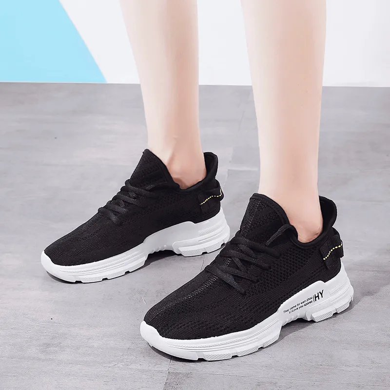Новинка; обувь Flyknit; кроссовки с механической подошвой; женская обувь; легкая дышащая повседневная спортивная обувь; Женская Вулканизированная обувь