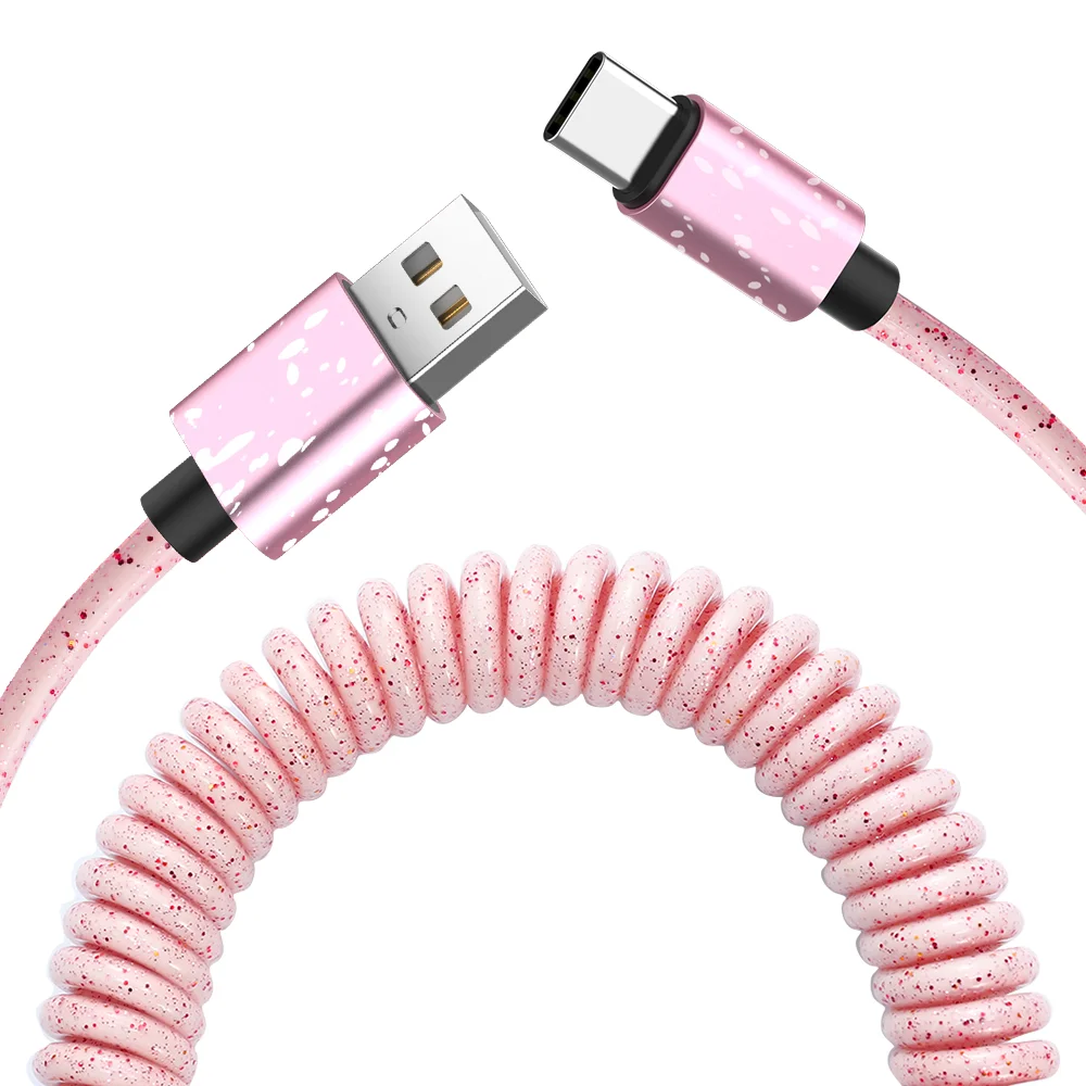 Пружинный кабель usb type-C для автомобильного стиля, гибкий кабель для хранения, 3А, Micro USB, Выдвижной зарядный шнур, USB C, быстрая зарядка, Кабо для Redmi
