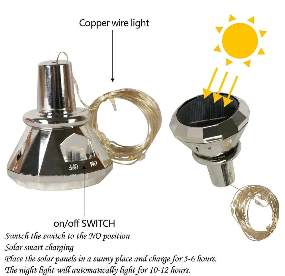 2M 20LEDs Solar Wine Bottle Light Waterproof Wedding Cork String Lights Christmas Decor Fairy Light For Home Party Decoration