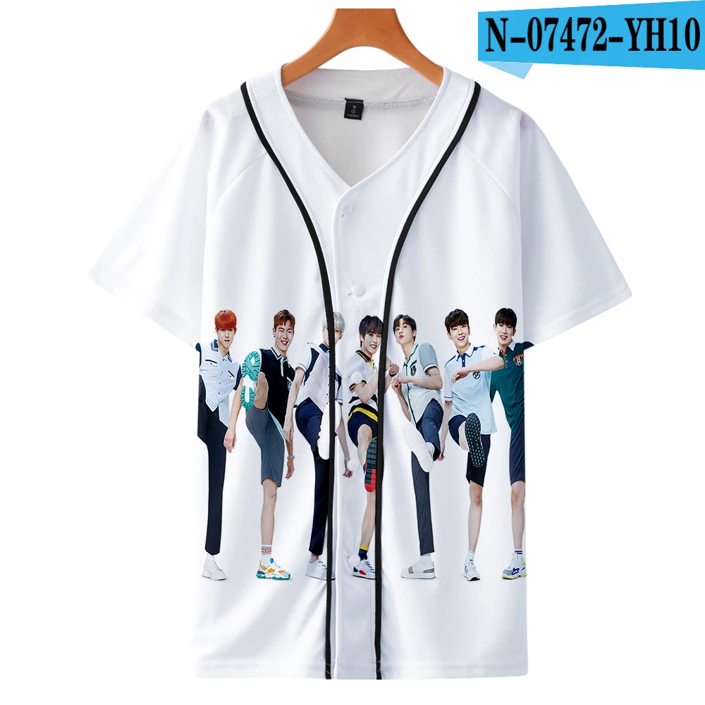 MONSTA X, летние бейсбольные рубашки с 3D принтом, модная повседневная Уличная одежда с коротким рукавом, одежда для косплея - Цвет: Коричневый