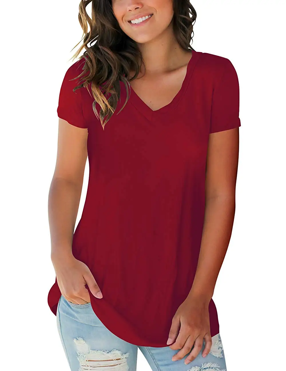 

Women's Tops Tie Dye V Neck Summer Short Sleeve T Shirts Polyester Cashmere Cashmere Polyester