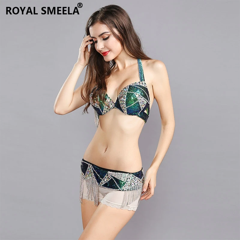 Женский костюм для танца живота ROYAL SMEELA зеленый комплект с цыганским