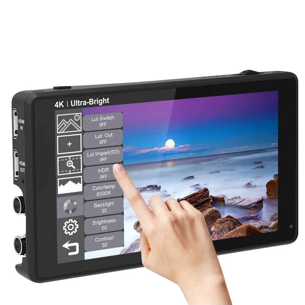 FEELWORLD LUT6S 6 Inch DSLR Camera Field Monitor 3D LUT HDR Touch Screen Waveform 3G SDI 4K 1920x1080 Display Camera Monitor