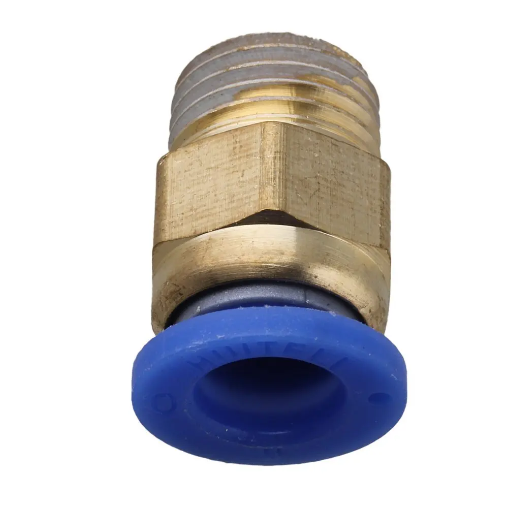 

8mm Golden and Blue Pneumatic Connectors BSP 1/4 One-touch Straight for PU Trachea Pack of 25