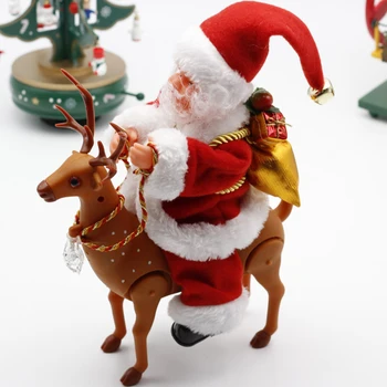 

Santa Claus Riding on Elk Electric Musical Toy Santa Claus Electric Xmas Deer Gift for Kids Christmas Holiday Decoration SNO88