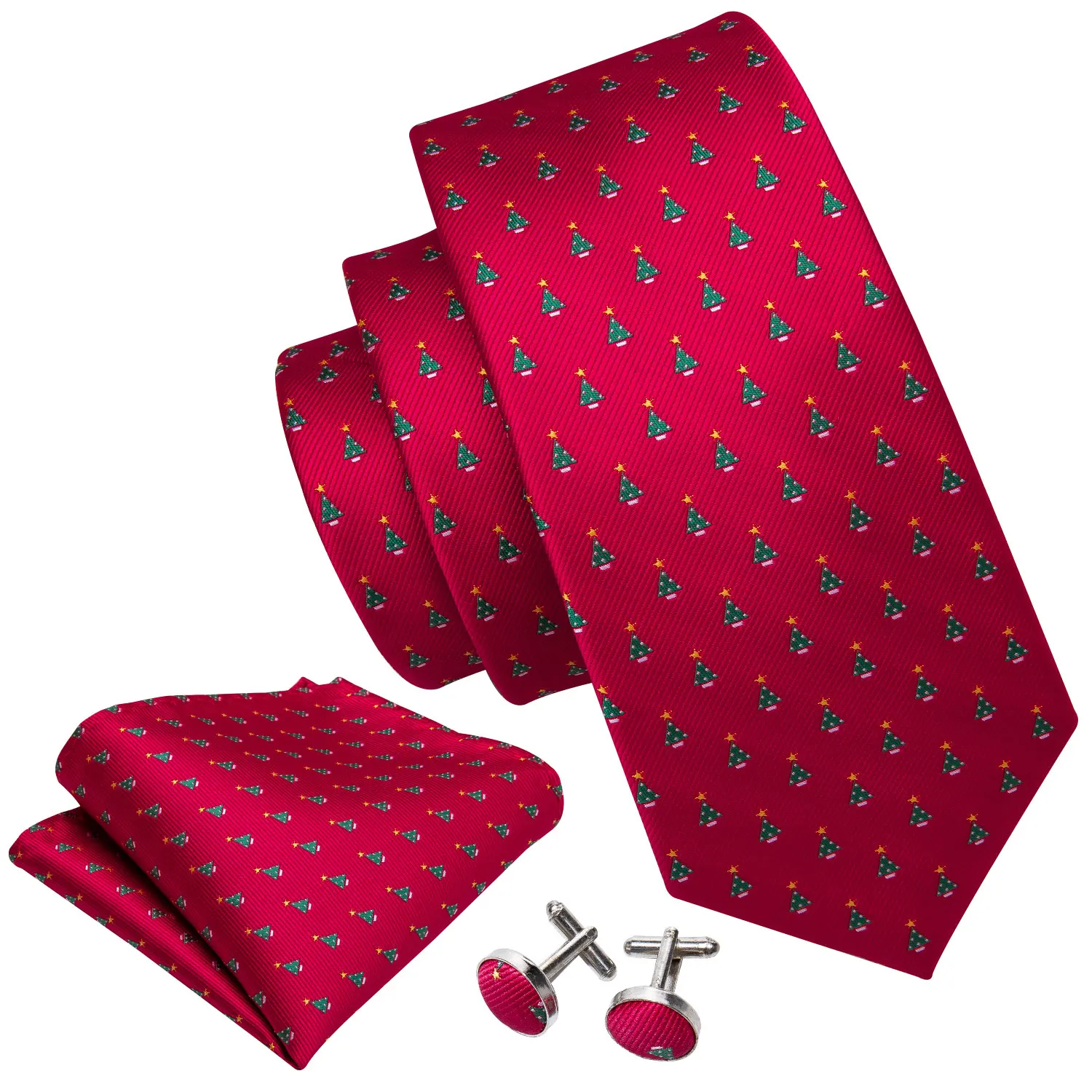 Mens Christmas Tie Christmas Red Silk Tie Hanky Set Barry.Wang Jacquard Woven Fashion Designer Neck Ties For Men Party FA-5222