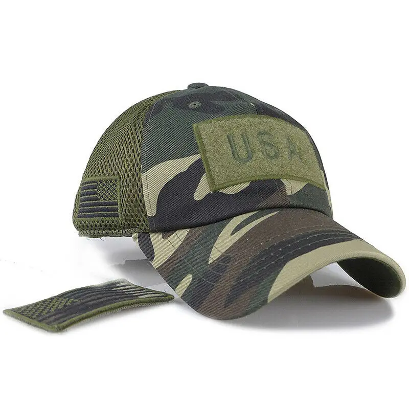 jungle Camouflage Новая мужская камуфляжная бейсболка с американским флагом, армейская вышивка, хлопковая тактическая бейсболка для папы, мужская летняя спортивная американская бейсболка - Цвет: jungle Camouflage