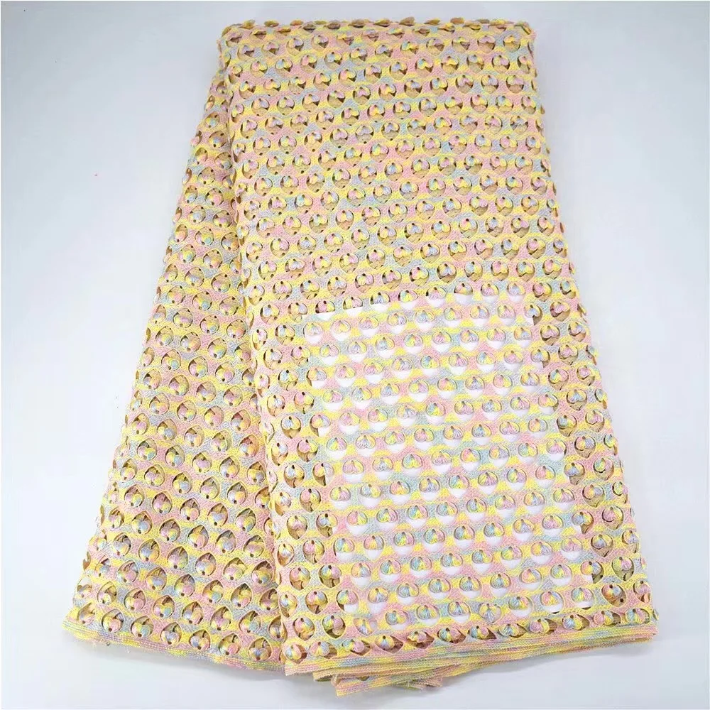 

African multicolored cord Guipure Lace Fabric 2020 Dress Styles for Aso Ebi gorgeous 3D flower lace Cotton Soft Guipure cord