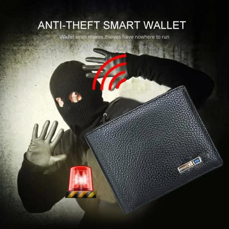 Мужской смарт-кошелек из натуральной кожи, bluetooth-трекер, защита от потери/кражи, Модный повседневный Многофункциональный Безопасный деловой кошелек