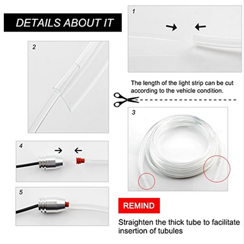  6 M RGB Fiber Optic Atmosphere Lamps Car Interior Ambient Light Decorative Dashboard Door Remote Co - 4000043695719