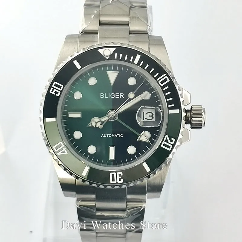 Bliger 40 мм GMT мужские часы циферблат светящийся водонепроницаемый сапфировое стекло Дата Окно автоматические механические