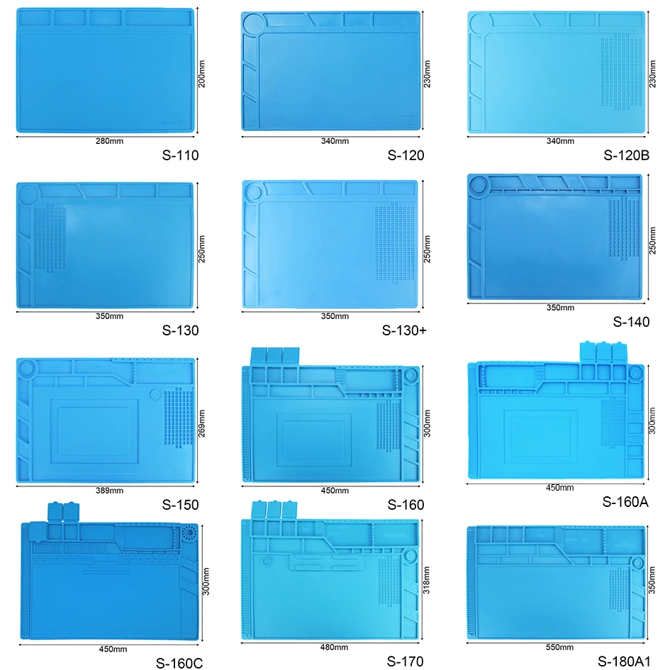 S-110 120/B 130/+ 140 150 160/A/C 170 180A1 Heat Resistant Repair Magnetic Silicone Pad Maintenance Platform Desk Mat 100pcs/lot |