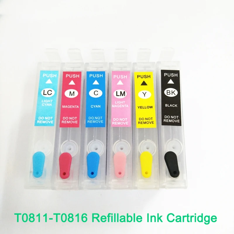 

Vilaxh T0811-T0816 refillable ink cartridge For Epson Stylus Photo 1410 TX700W TX800W R270 R290 R295 R390 RX590 RX610 RX690