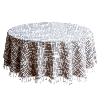 

Restaurant Round Tablecloth For Kitchen Cotton Linen Dining Room Dustproof Elegant Party Table Decor With Tassel Indoor Outdoor