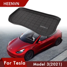 Heenvn novo model3 frente do carro tronco esteira para tesla modelo 3 2021 acessórios tpe esteiras à prova dwaterproof água wearable carga bandeja de armazenamento almofadas