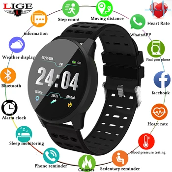 

LIGE 2019 new Smart Watch Men Blood pressure heart rate monitor SmartWatch Fitness tracker sports waterproof reloj inteligente