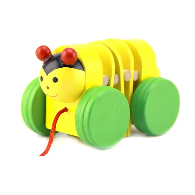 wooden caterpillar pull toy